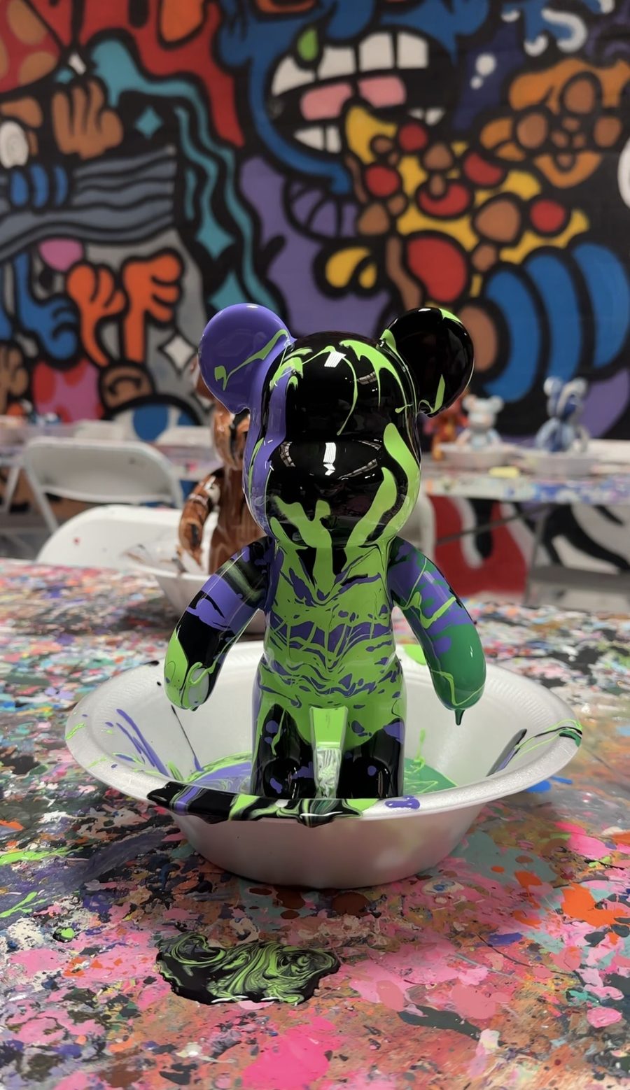 Green, purple and black marbled bear