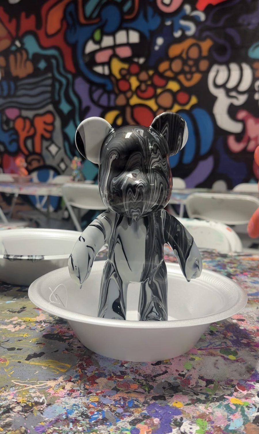 Black and white marbled bear