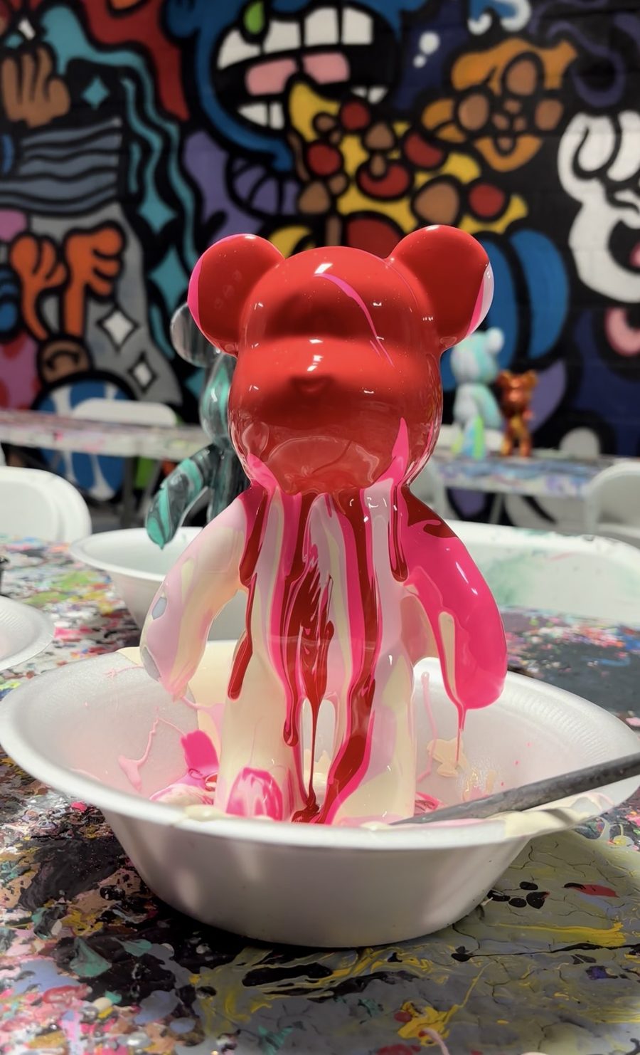 Red and pink dripping bear